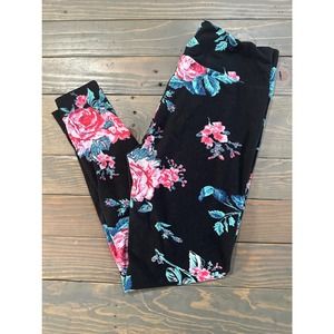 LulaRoe Women's T/C Leggings Black Floral